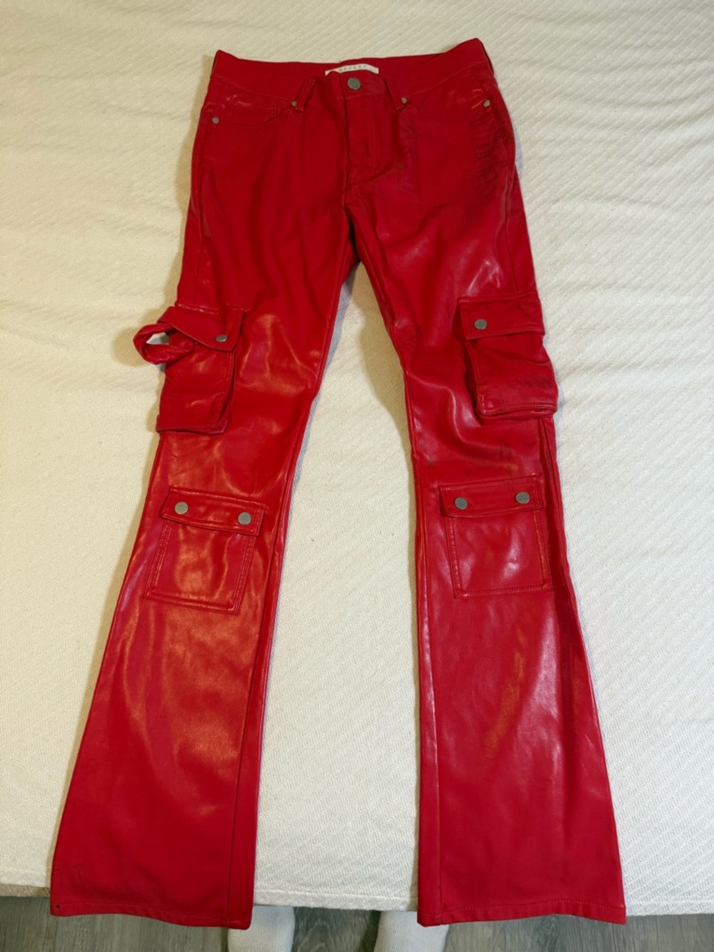 Kloud9 Fux Leather pants  with Branded Button Detail